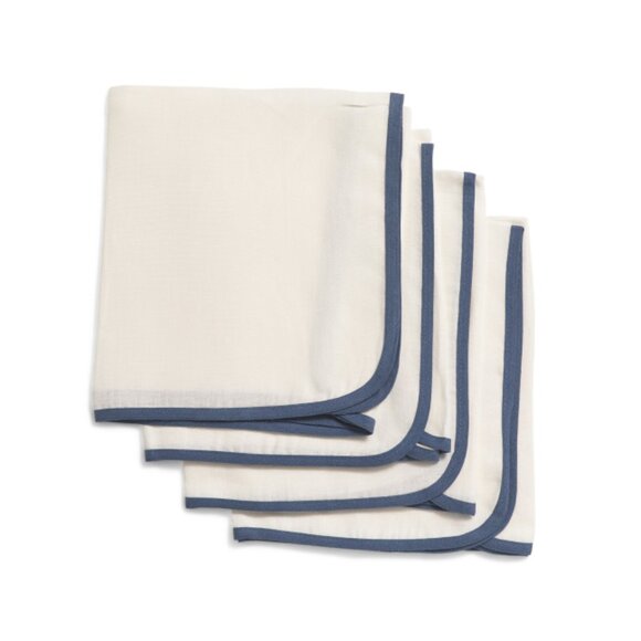 MODE LIVING Blue Made In Turkey Set Of Four Linen Carmel Napkins - Picture 1 of 1